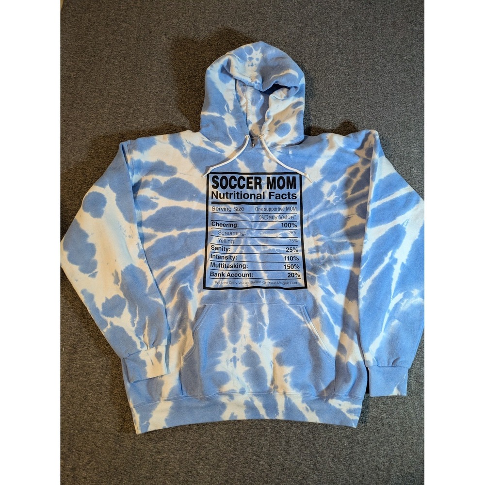 Soccer‎ Mom Women's Hoodie Funny Printed Blue Tie-Dye  Size XL